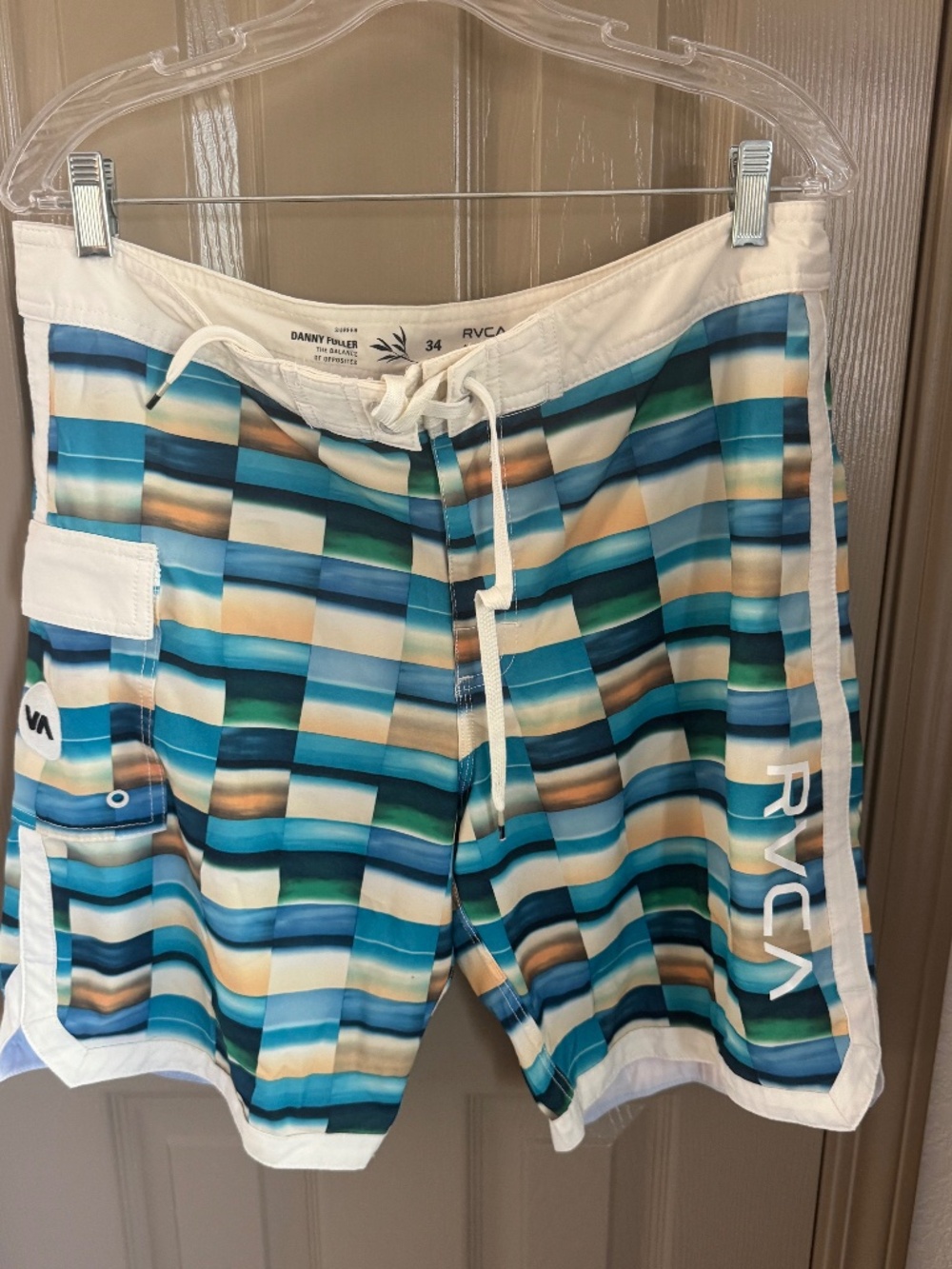 Men's New RVCA surfer Danny Fuller swim surf board shorts Sz 34